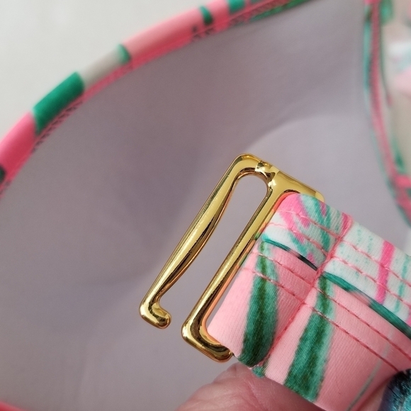 CALIFORNIA Sunshine‎ Large Swimtop Pink Green Palm leaf Tropical Ruffle - Picture 8 of 8